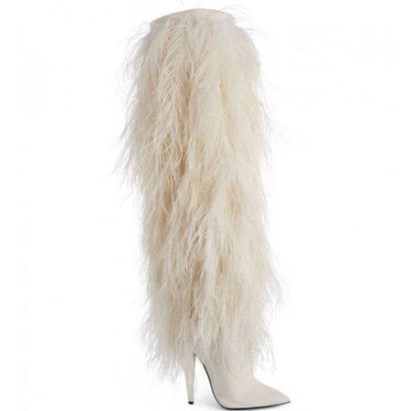 2018 New Fashion Boots Pointed Toes White Fur High Heels Winter Women Thigh High Boots Women Shoes Botas Party Shoes Sexy Shoes Boots Shoes From Mizsexy, $98.5| DHgate.Com