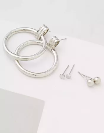 AEO Silver Doorknocker Earrings 3-Pack silver