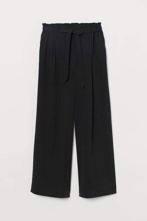 Wide-cut Pull-on Pants - Black