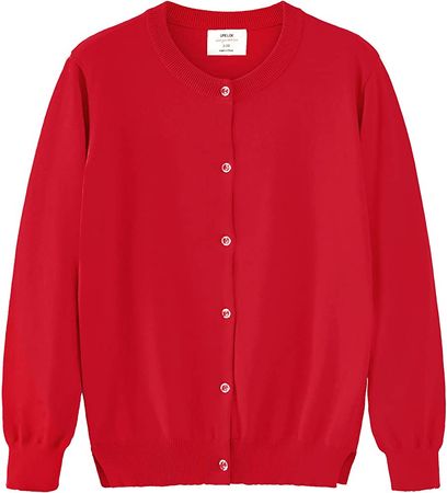 Amazon.com: UMELOK Girls' Cardigans Sweaters Cotton Long Sleeve School Uniform Pink, 11-12Y: Clothing, Shoes & Jewelry