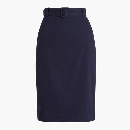 Sateen belted pencil skirt