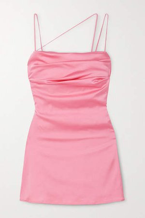 Frisco Ruched Satin Mini Dress - Pink