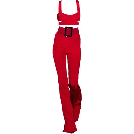 red balmain outfit