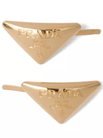 Prada Triangle Logo Hair Clips - Farfetch