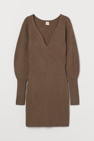 Rib-knit Dress - Brown - Ladies | H&M US