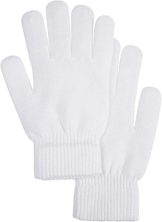 Amazon.com: Simplicity Men/Women Full Gloves Solid Color Knitted Winter Warm Gloves, White, One Size : Clothing, Shoes & Jewelry