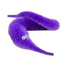 purple worm on a string