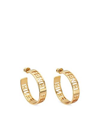 Fendi logo cut-out hoop earrings gold 8AH113B08 - Farfetch
