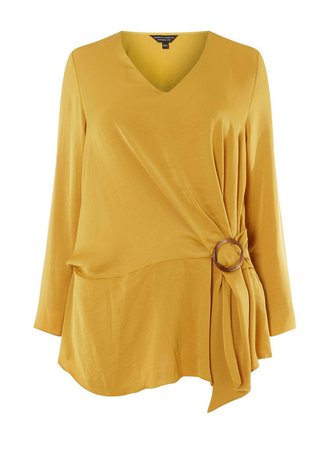 **DP Curve Ochre Horn Buckle Wrap Top - Plus Size Clothing - Clothing - Dorothy Perkins United States