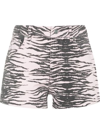 GANNI tiger-stripe Denim Shorts - Farfetch