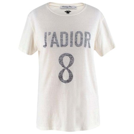 Dior Ivory Cotton J'adior 8 T-Shirt XS at 1stDibs
