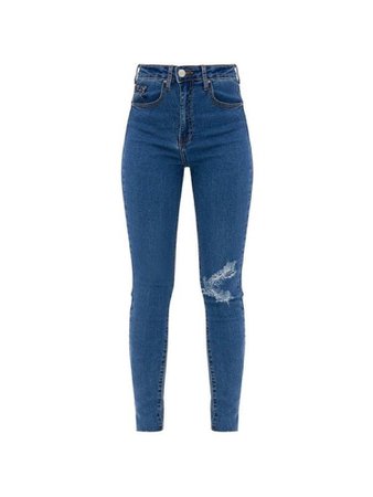 Dark ripped blue jeans