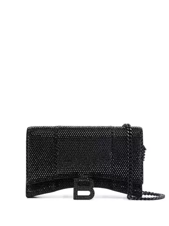Shop Balenciaga Hourglass crystal-studded crossbody bag with Express Delivery - FARFETCH