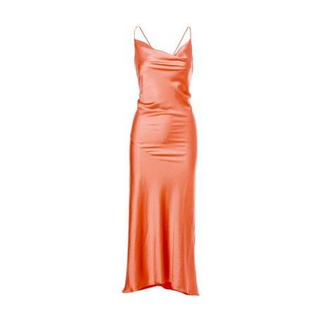 Tulum Cowl Neck Coral Satin Dress | ROSERRY | Wolf & Badger