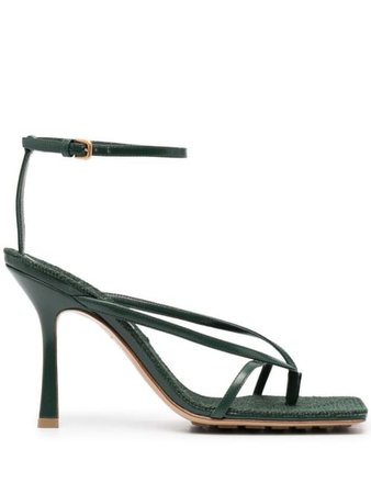 Shop green Bottega Veneta thong-strap ankle strap sandals with Express Delivery - Farfetch