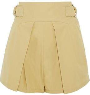 Belted Pleated Cotton Shorts