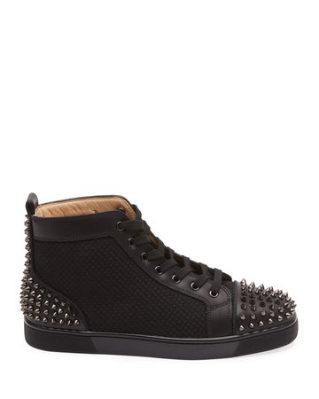 Christian Louboutin Lou Spiked Leather High-Top Sneakers