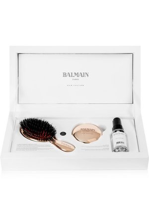 Balmain Paris Hair Couture | Rose gold-plated boar bristle brush & mirror set – Bürsten- und Spiegelset mit Roségoldauflage | NET-A-PORTER.COM
