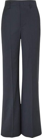 Ido Pinstriped Wool-blend Straight-leg Pants - Navy