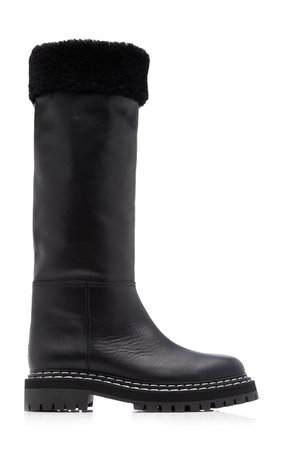 Shearling-Lined Leather Lug-Sole Knee Boots By Proenza Schouler | Moda Operandi
