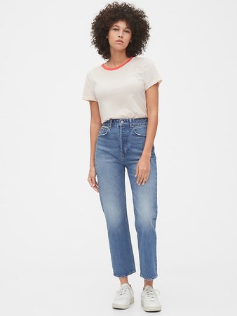High Rise Curvy Cheeky Straight Jeans | Gap