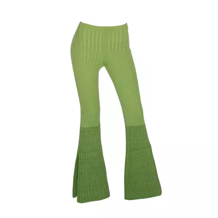 Flared Knit Trouser In Avocado Green | July Li | Wolf & Badger