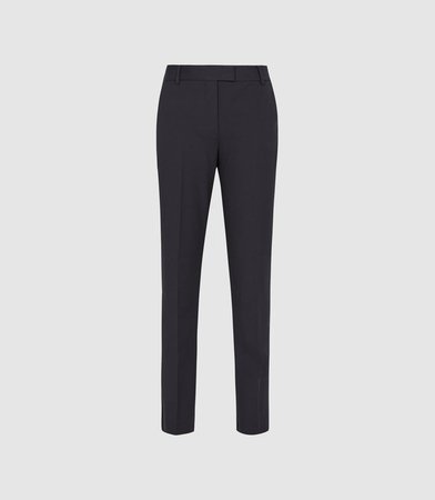 Joanne Navy Cropped Tailored Trousers – REISS