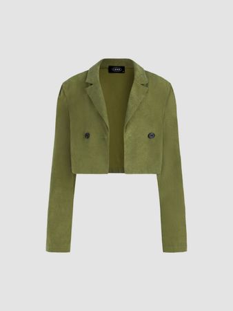 Solid Green Button Jacket - Cider
