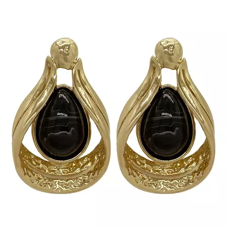 Vintage Aesthetic Black Stone Earrings | BOOGZEL CLOTHING – Boogzel Clothing