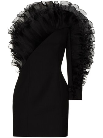 Alexandre Vauthier one-shoulder ruffle-trim mini dress black 204DR13731370204 - Farfetch