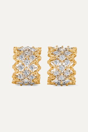 Gold Rombi 18-karat yellow and white gold diamond earrings | Buccellati | NET-A-PORTER
