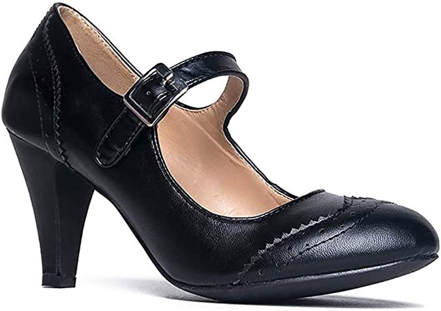 J. Adams Kym Mary Jane Oxford Heels - Round Toe Rockabilly Pumps Shoes