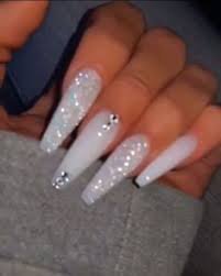 cute white acrylic nails - Google Search