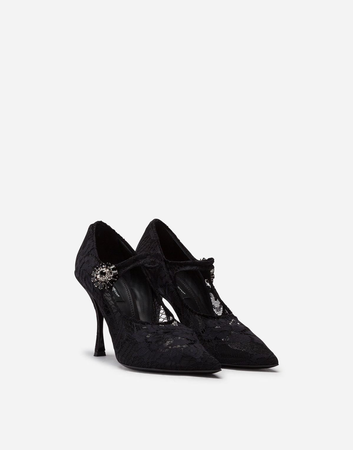 black lace heels