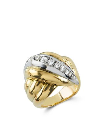 Van Cleef & Arpels Pre-Owned 1941 - 1960 18kt Yellow And White Gold Diamond Ring - Farfetch