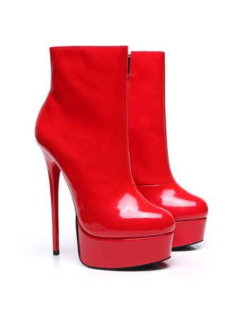 *clipped by @luci-her* Red Giaro Shiny High Heel Ankle Boots