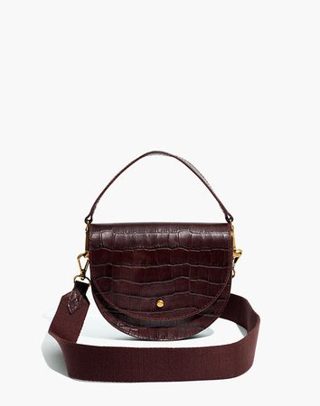 The Small Richmond Saddle Bag: Croc Embossed Leather Edition burgundy