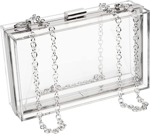 Transparent Clear Acrylic Square jelly Evening Bag for Women,Fashion Lovely Shoulder Bag for Dinner Party Travel (CLEAR&Sliver1): Handbags: Amazon.com