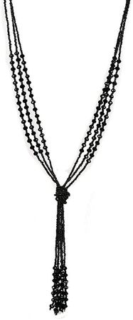 Amazon.com: Vintage Style Charcoal Black Long Multitier Beaded Womens Necklace Jewelry (Long - 31"): Chain Necklaces: Clothing, Shoes & Jewelry