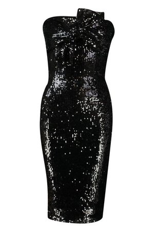 Sequin Bow Midi Dress black