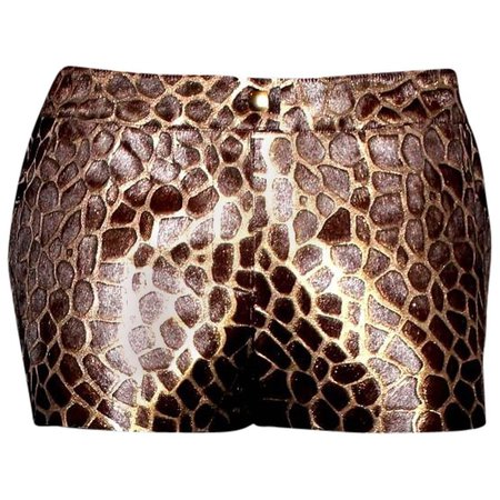 Chanel Metallic Leather and Fur Animal Print Safari Hot Pants Shorts For Sale at 1stdibs