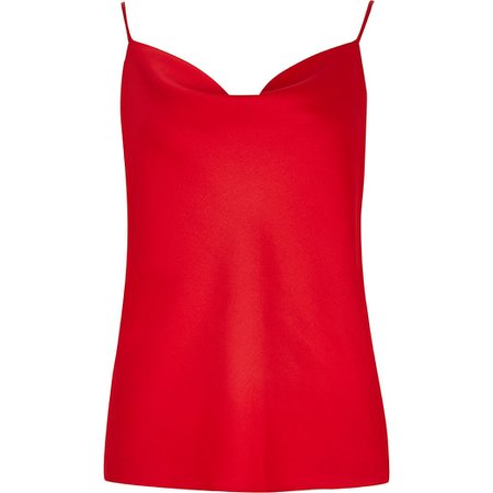 Red sleeveless cowl neck cami top | River Island