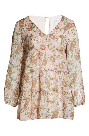 Fourteenth Place Maja Floral Tiered Long Sleeve Minidress | Nordstrom