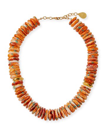 Devon Leigh Orange Oyster Shell Necklace
