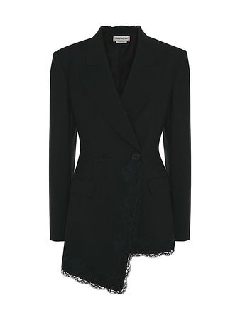Shop Alexander McQueen Lace-Trim One-Button Blazer | Saks Fifth Avenue