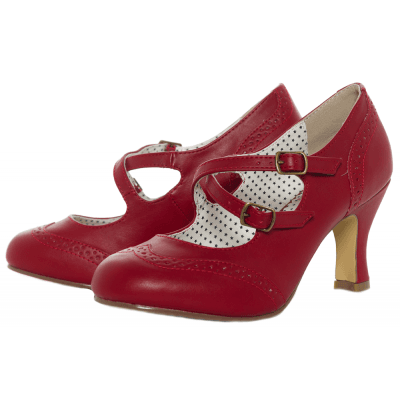 PINUP COUTURE FLAPPER KITTEN HEELS RED