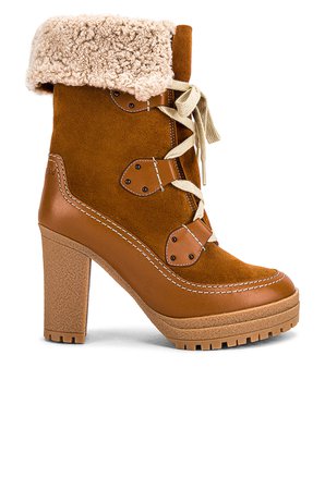 See By Chloe Verena Shearling Lined Boot in Tan | REVOLVE