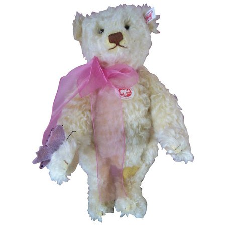 Vintage Steiff White Butterfly Teddy Bear 14" with Tag : Valzak's Antique Treasures | Ruby Lane