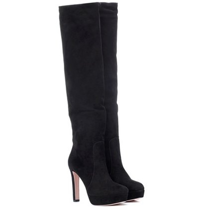 Suede knee-high boots