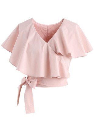 Appealing Sweet Frilling Crop Top in Pink - TOPS - Retro, Indie and Unique Fashion